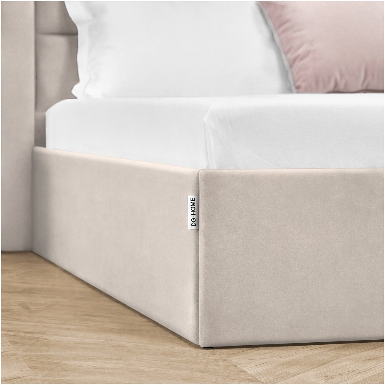 Кровать двуспальная с подъемным механизмом и ящиком для белья 180х200 кремовая Luna - изображение 8