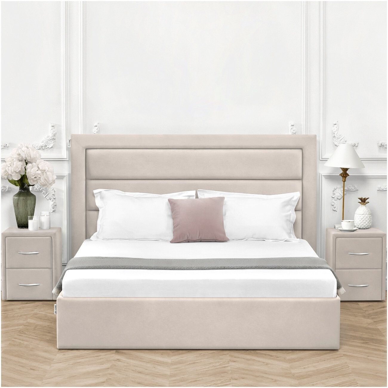 Кровать полутораспальная с подъемным механизмом и ящиком для белья 120х200 кремовая Luna - изображение 4