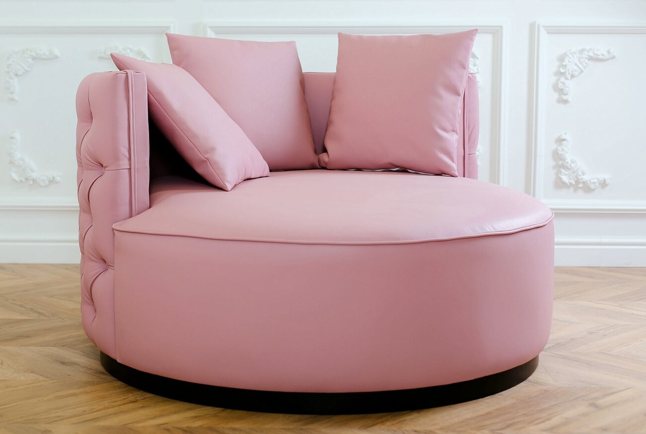 Кресло круглое синее с подушками Monroe - изображение 2