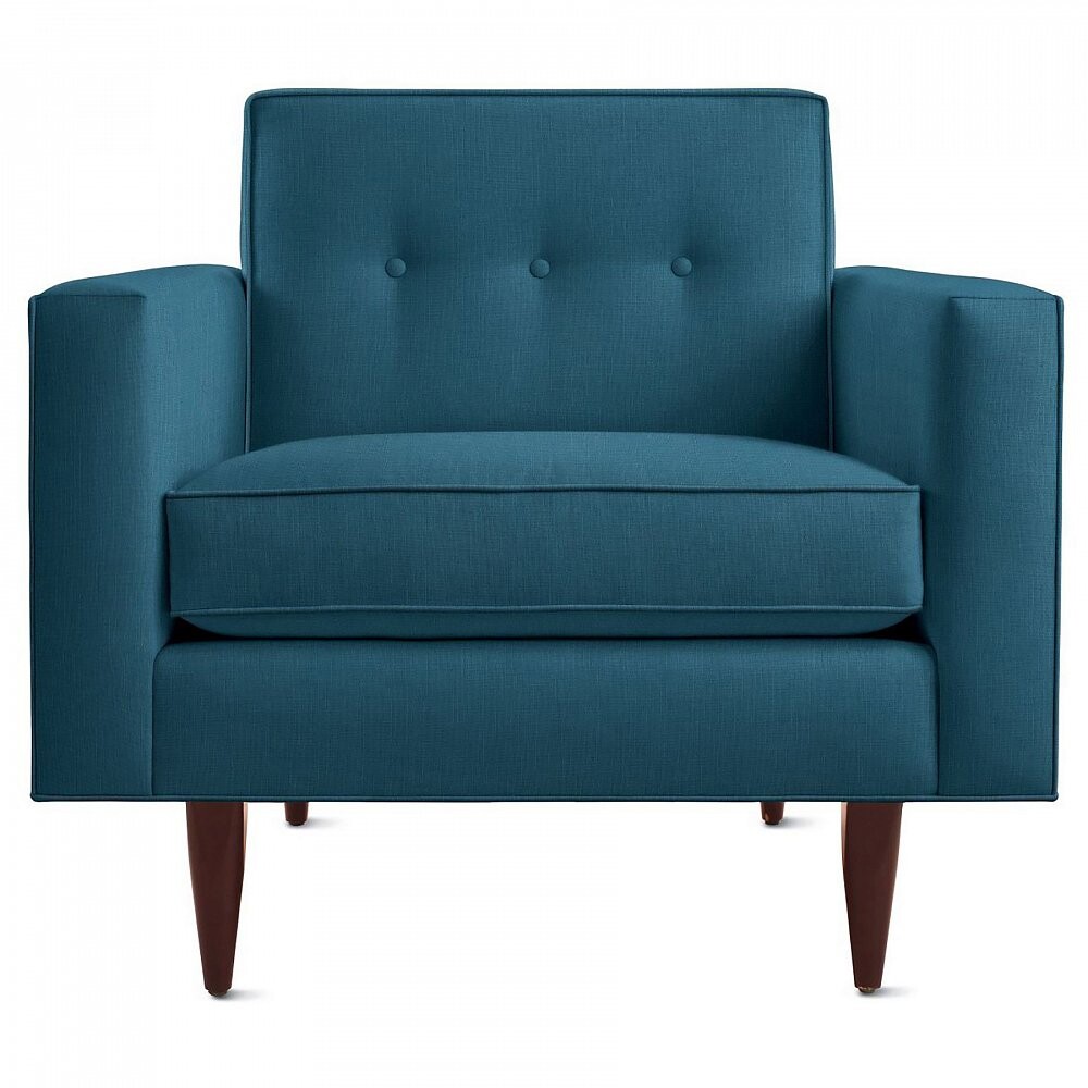 Кресло синее с широкими подлокотниками Bantam