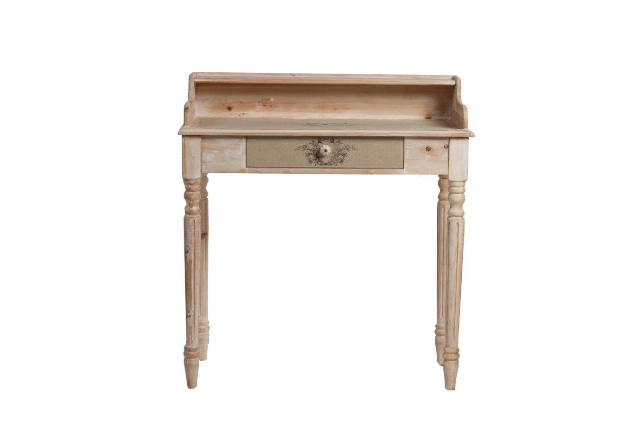 Письменный стол с ящиком и текстильной отделкой деревянный резной Ligiora - изображение 2