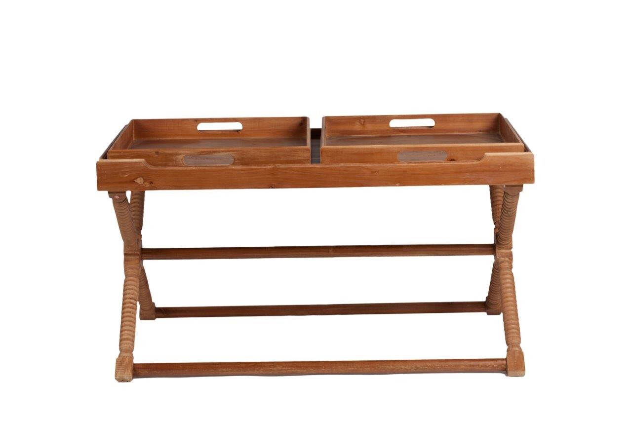 Столик сервировочный деревянный с 2 подносами 107 см Torus - изображение 2