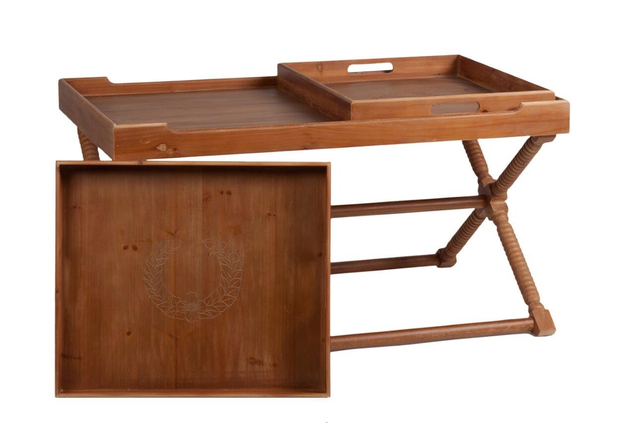 Столик сервировочный деревянный с 2 подносами 107 см Torus - изображение 3