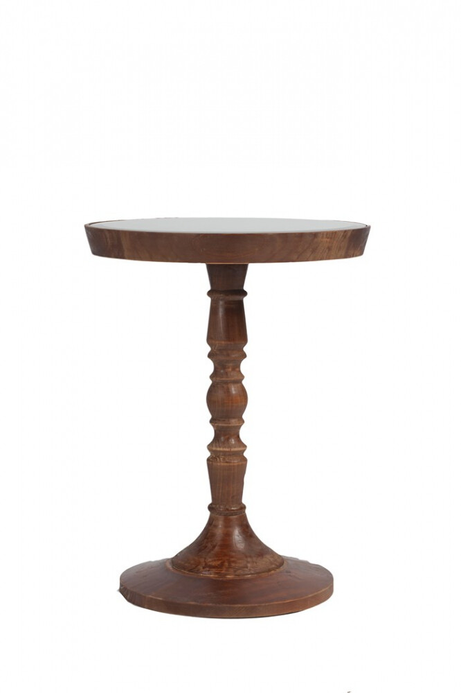 Приставной столик круглый коричневый с зеркальным топом 46 см Confortino