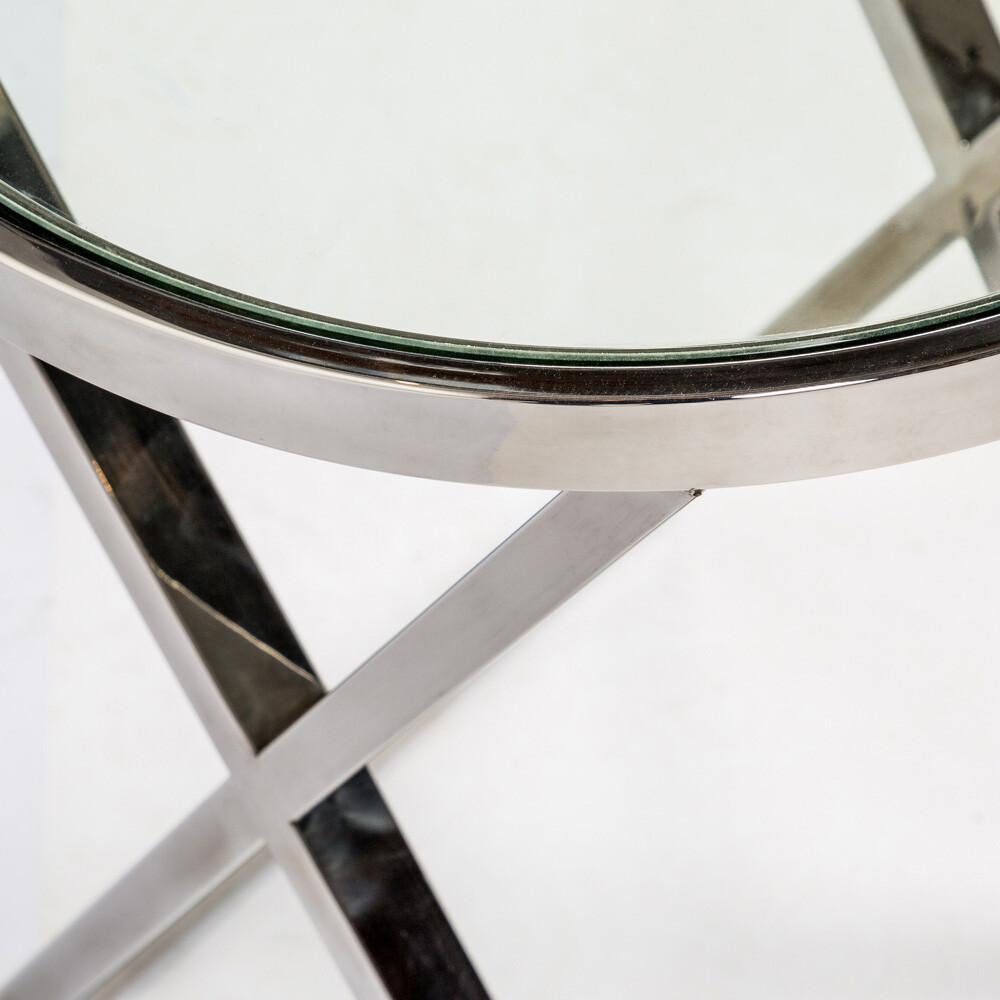 Приставной столик стеклянный с ножками хром "Увертюра" 3112597