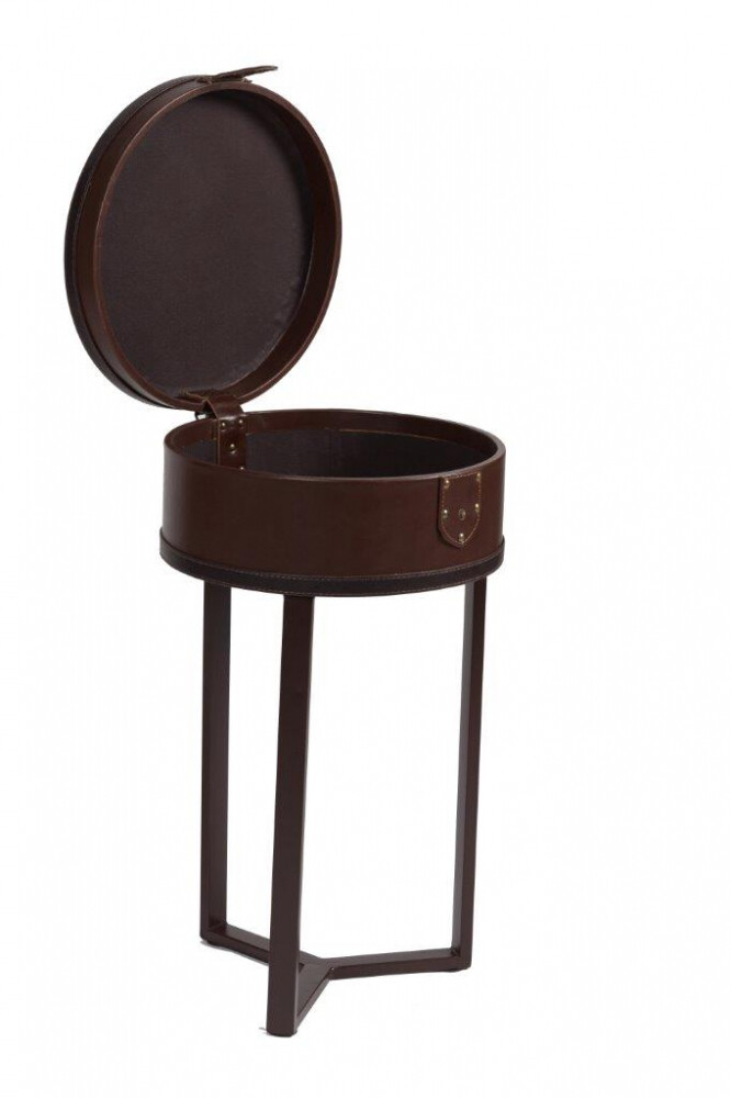 Приставной столик круглый с крышкой и зеркальным топом 37 см темно-коричневый Lucero Medio