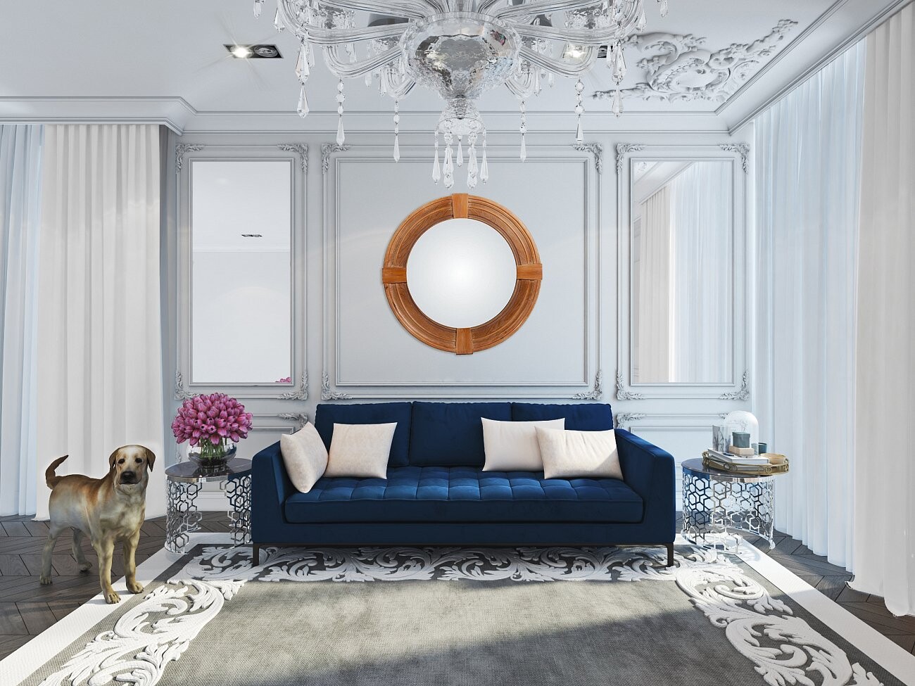 Зеркало деревянное большое морское диаметр 91 см Tamonia - изображение 4