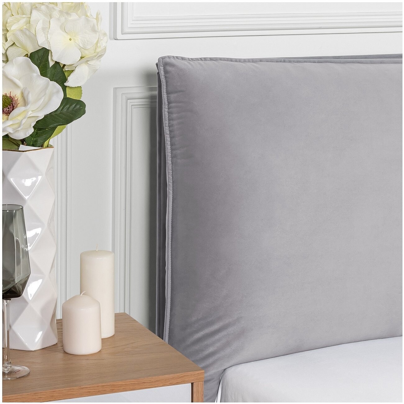 Кровать двуспальная с подъемным механизмом и ящиком для белья 160х200 жемчужно-серая Эстетика - изображение 3