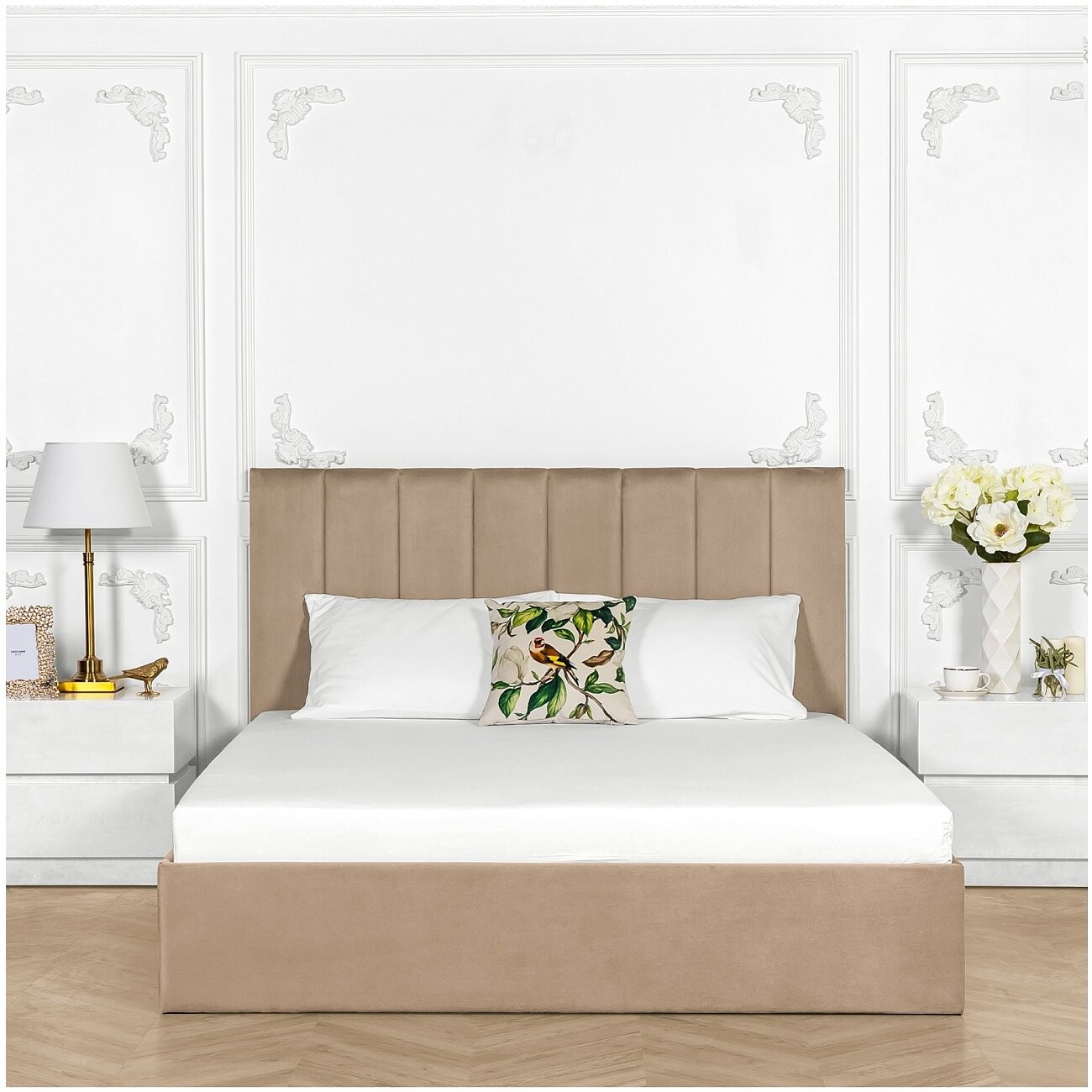 Кровать двуспальная с подъемным механизмом и ящиком для белья 180х200 латте Вега - изображение 4