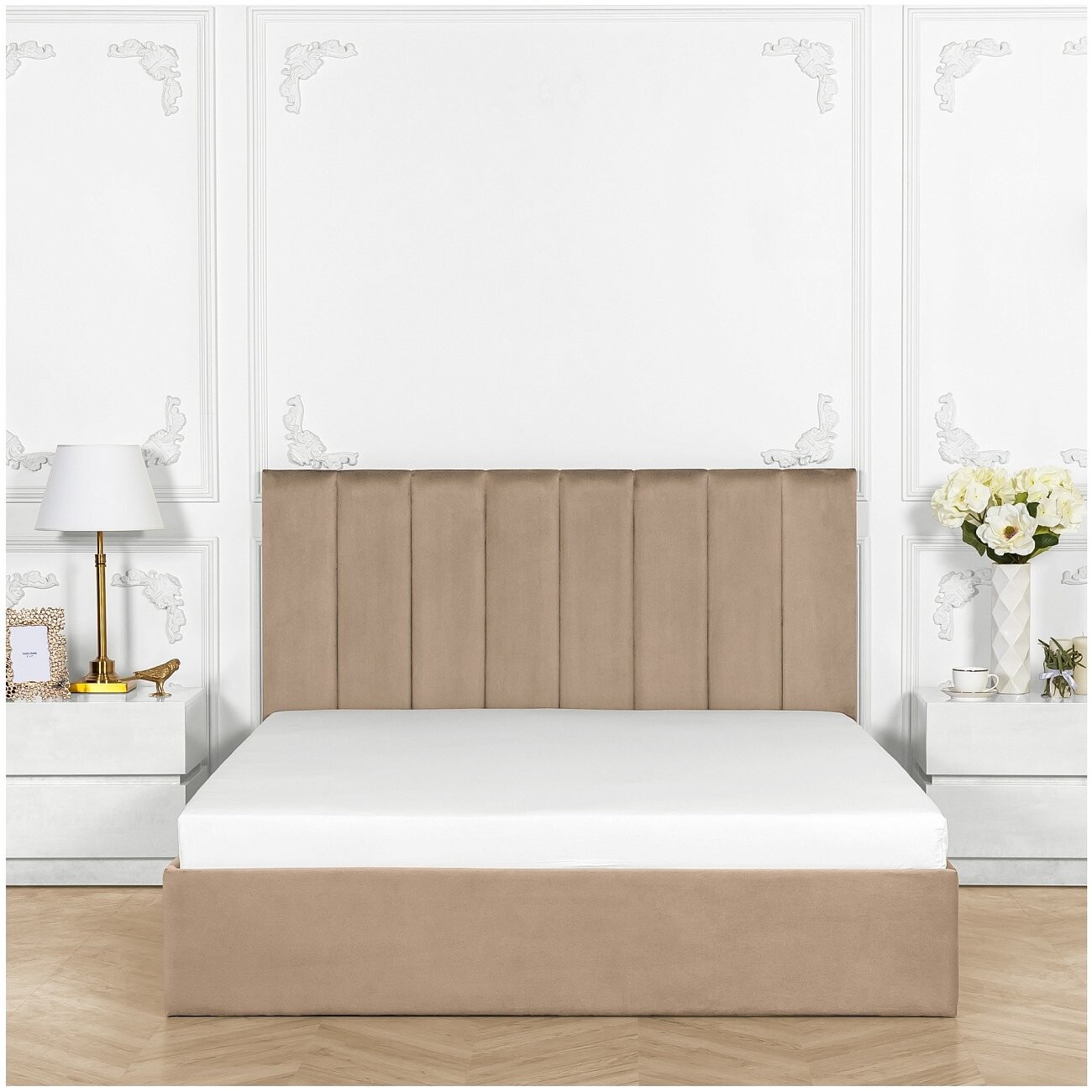 Кровать двуспальная с подъемным механизмом и ящиком для белья 180х200 латте Вега - изображение 6