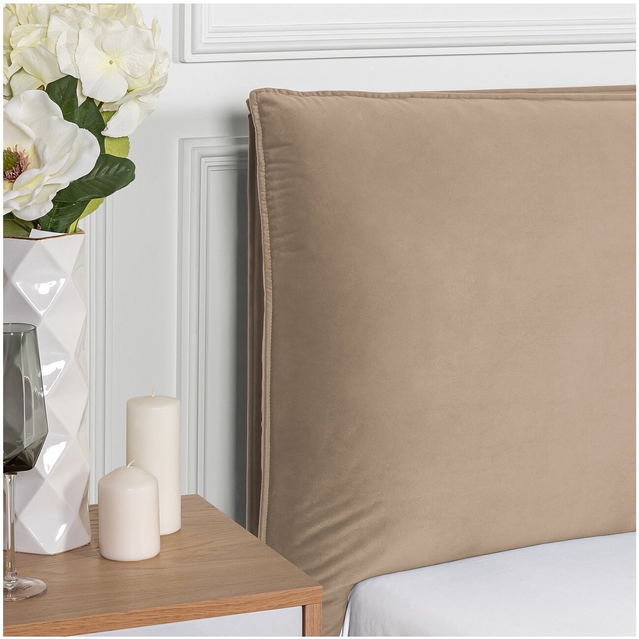 Кровать двуспальная с подъемным механизмом и ящиком для белья 160х200 латте Эстетика - изображение 3