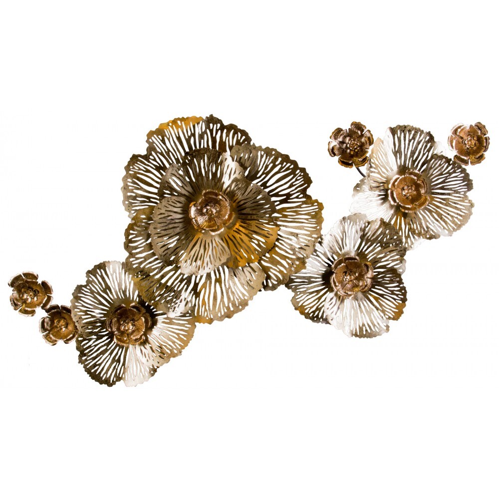 Настенное панно из металла  золотые цветы 185*102 см.
