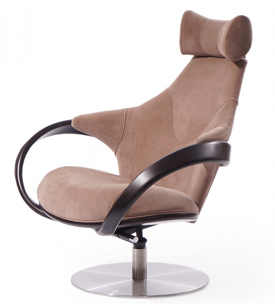 Кресло руководителя кожаное коричневое с черным Apriori R