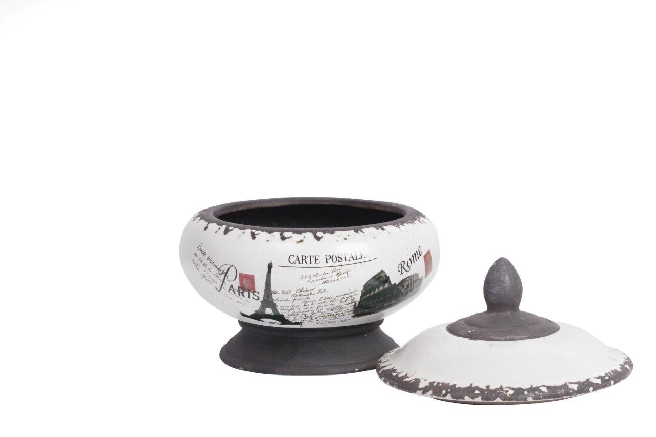 Ваза декоративная белая с серым с крышкой Correos Ventru - изображение 2