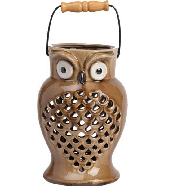 Подсвечник-фонарь керамический коричневый "Сова" Epier - изображение 1