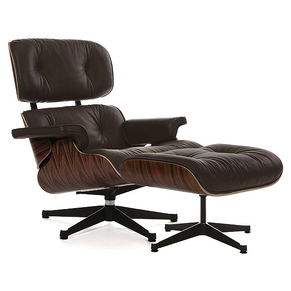 Кресло кожаное с оттоманкой венге Eames Style Lounge Chair - изображение 1