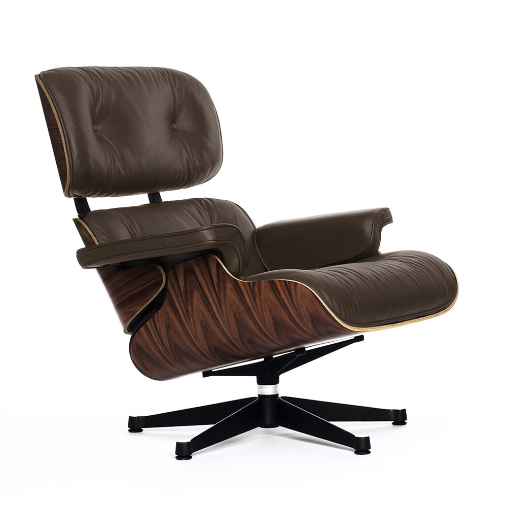Кресло кожаное с оттоманкой венге Eames Style Lounge Chair