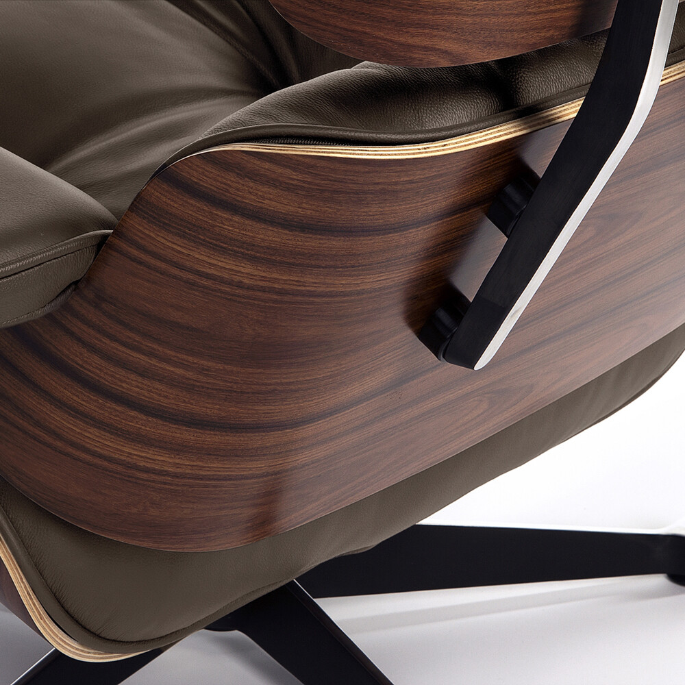 Кресло кожаное с оттоманкой венге Eames Style Lounge Chair