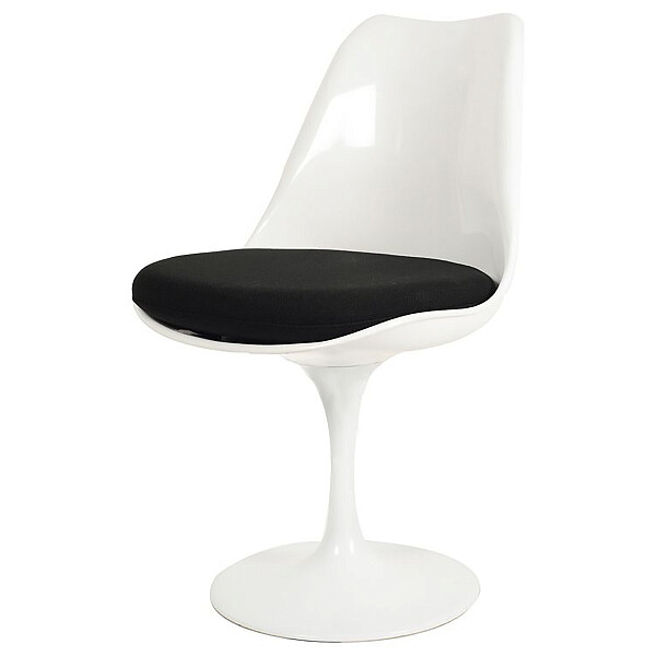 Стул пластиковый белый с черной подушкой Eero Saarinen Style Tulip Chair - изображение 1