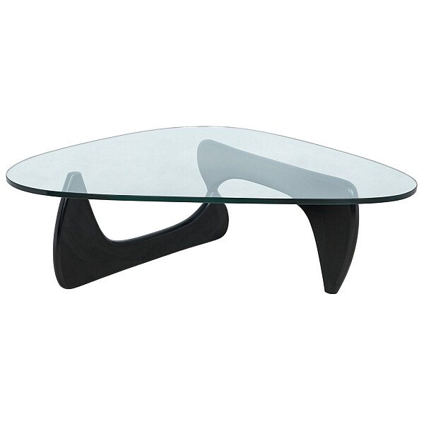 Журнальный столик стеклянный с черным основанием 125 см Isamu Noguchi Style - изображение 1
