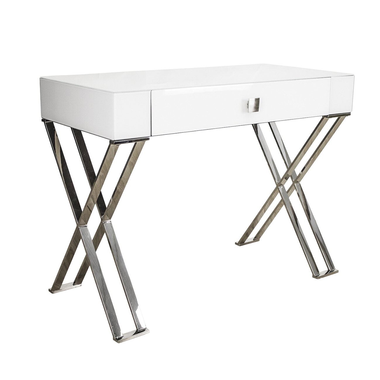 Туалетный столик белый с выдвижным ящиком и металлическими ножками Lonny - изображение 2