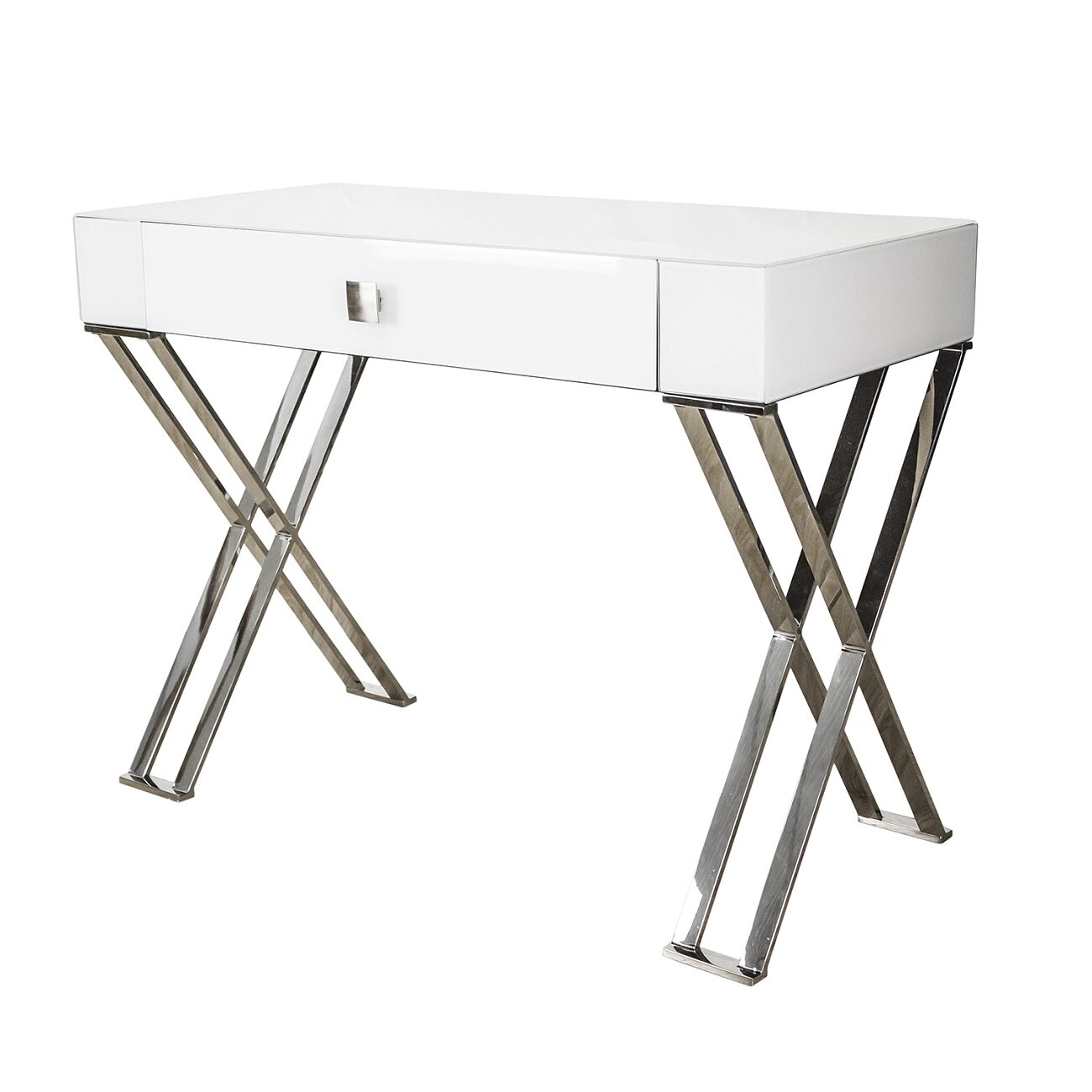 Туалетный столик белый с выдвижным ящиком и металлическими ножками Lonny - изображение 3