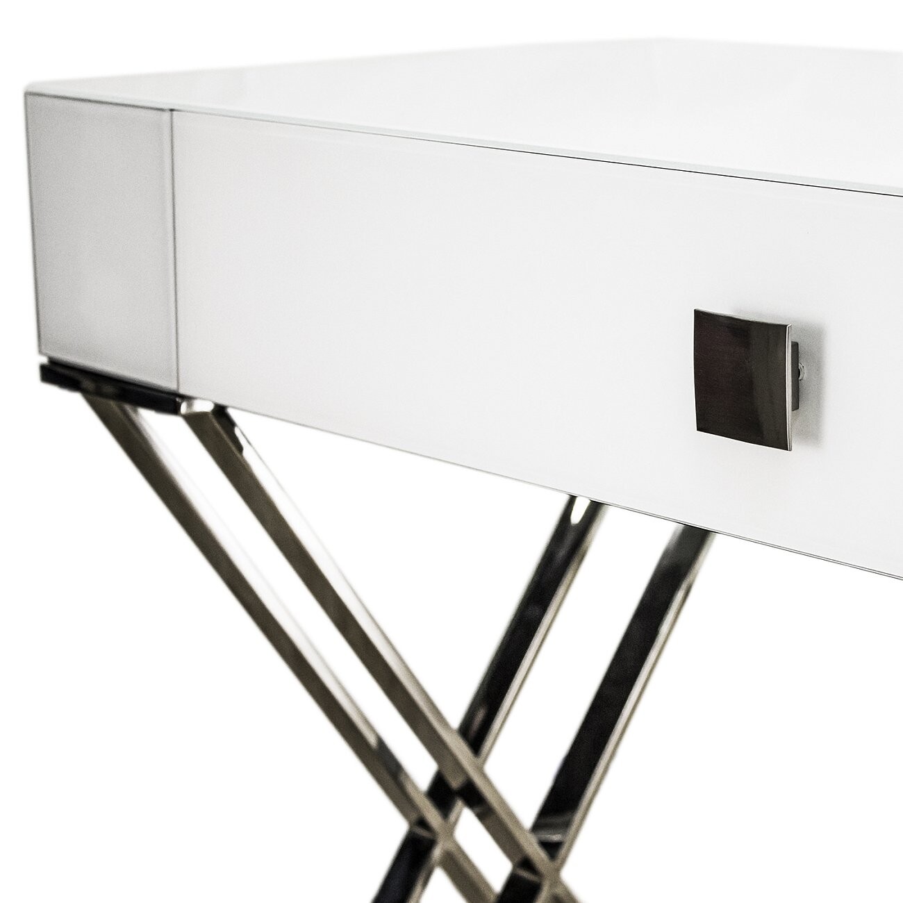 Туалетный столик белый с выдвижным ящиком и металлическими ножками Lonny - изображение 5