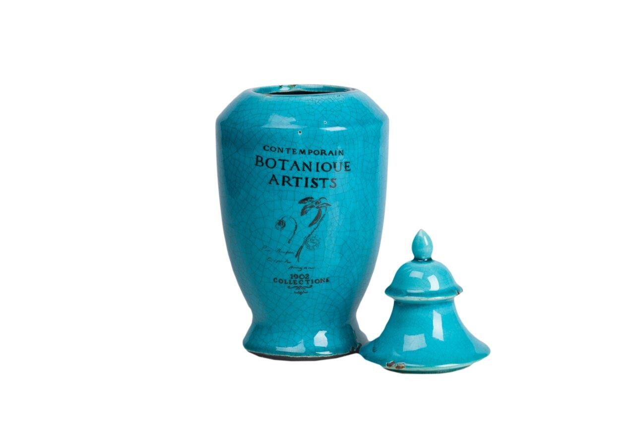 Ваза декоративная с крышкой голубая Evanrine - изображение 2