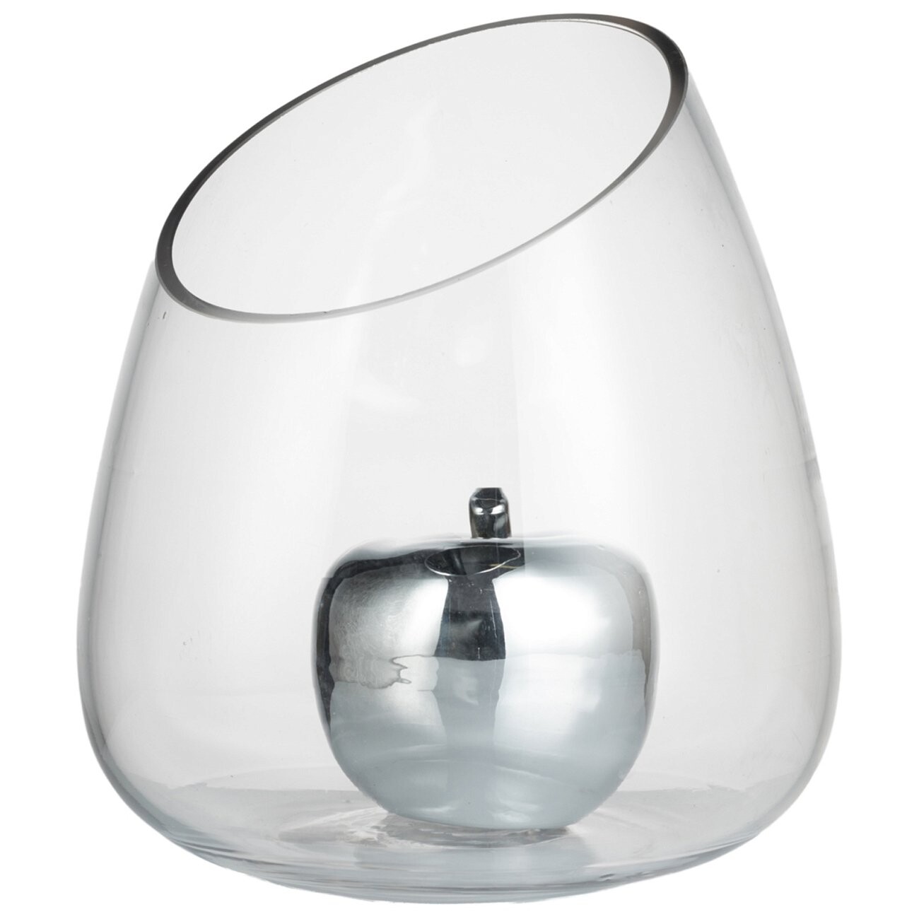 Статуэтка декоративная керамическая 8х8 см хром "Яблоко Серебряное" - изображение 2