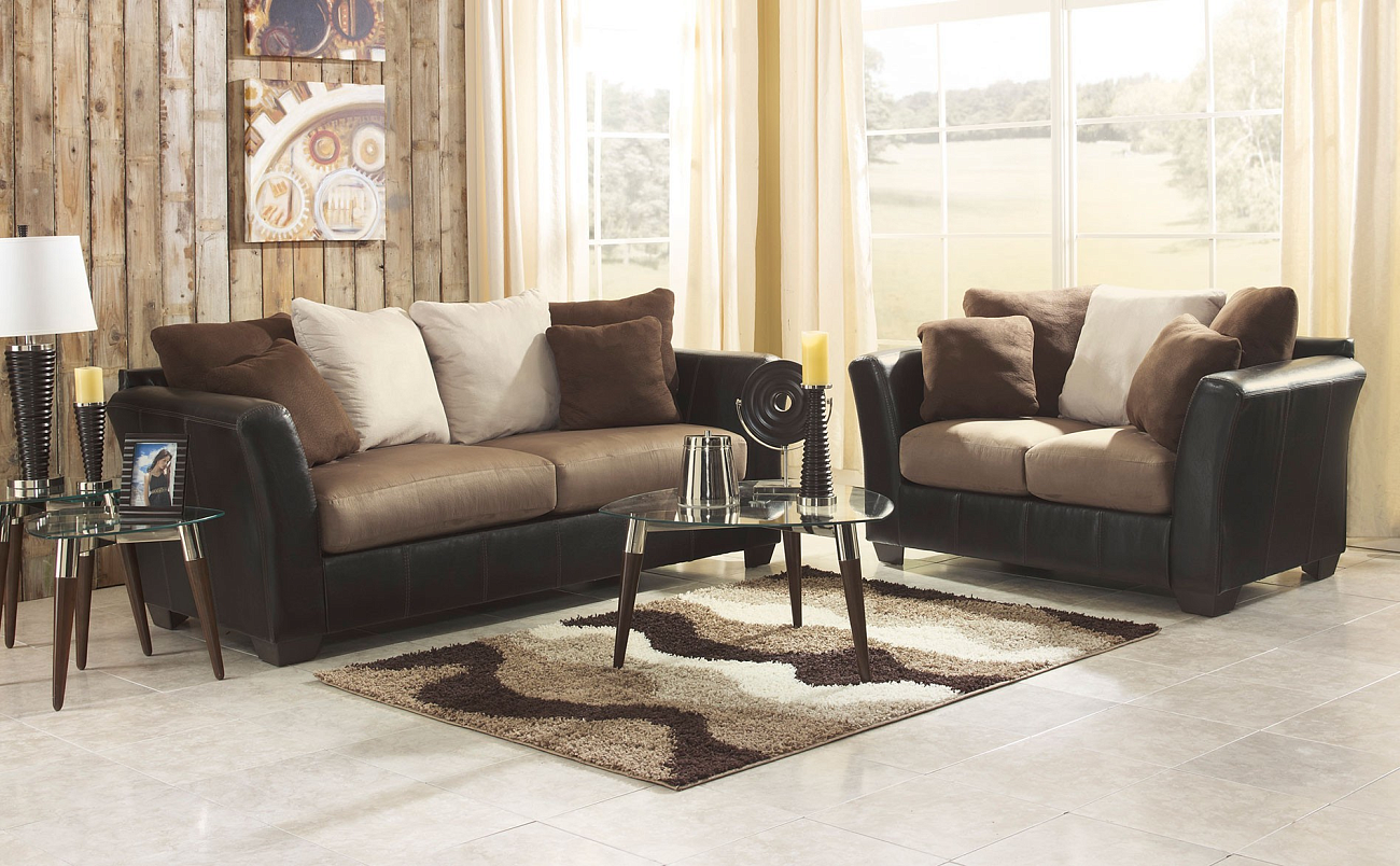 Диван Ashley двухместный прямой коричнево-черный - изображение 2