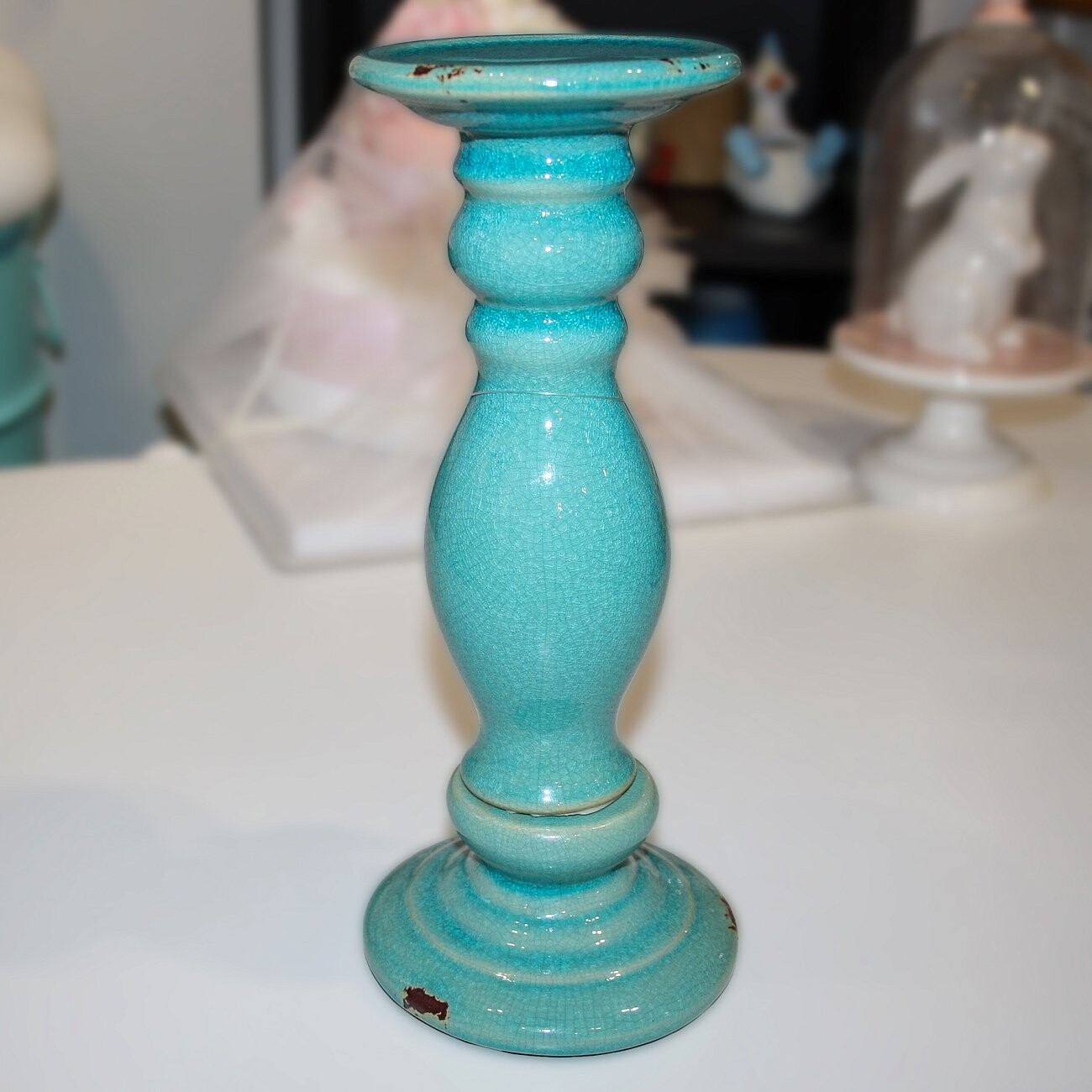 Подсвечник керамический голубой 27 см King - изображение 2