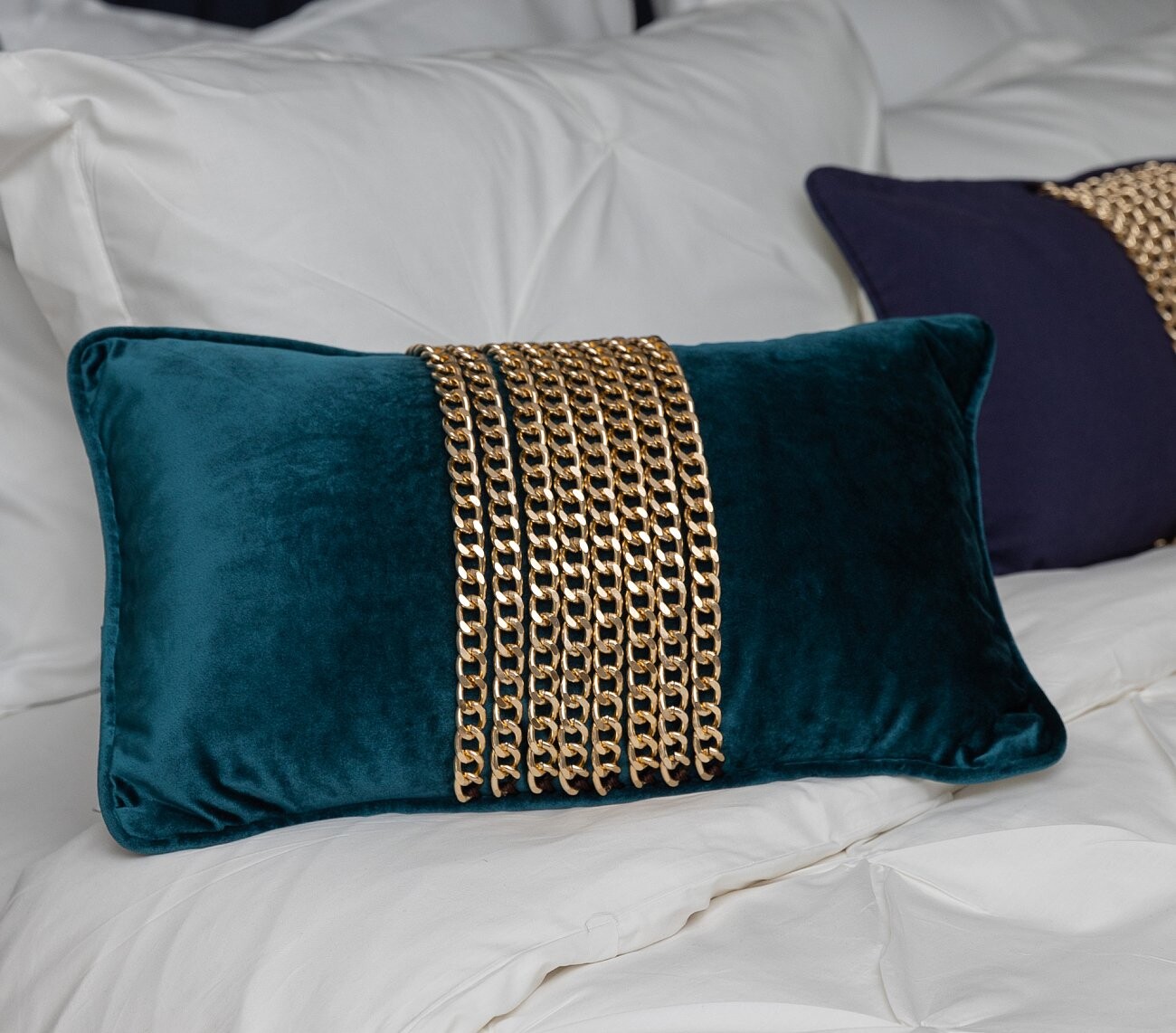Декоративная подушка Disco с цепочками Бирюзовый - изображение 2