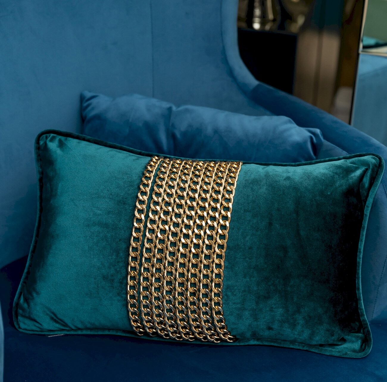 Декоративная подушка Disco с цепочками Бирюзовый - изображение 3