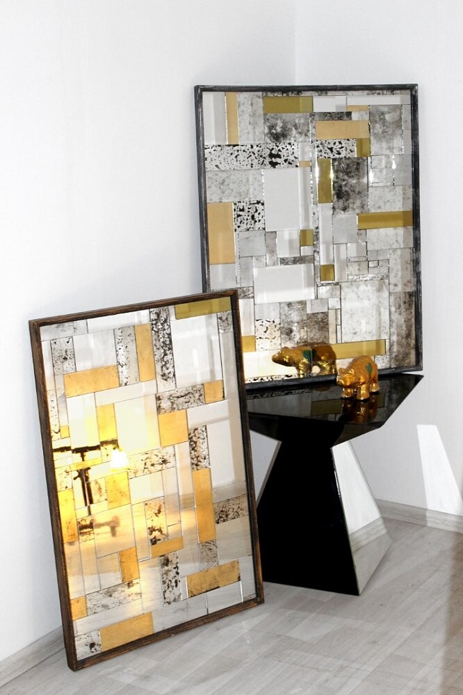 Зеркало-мозаика декоративное прямоугольное золотое Fabrizio gold