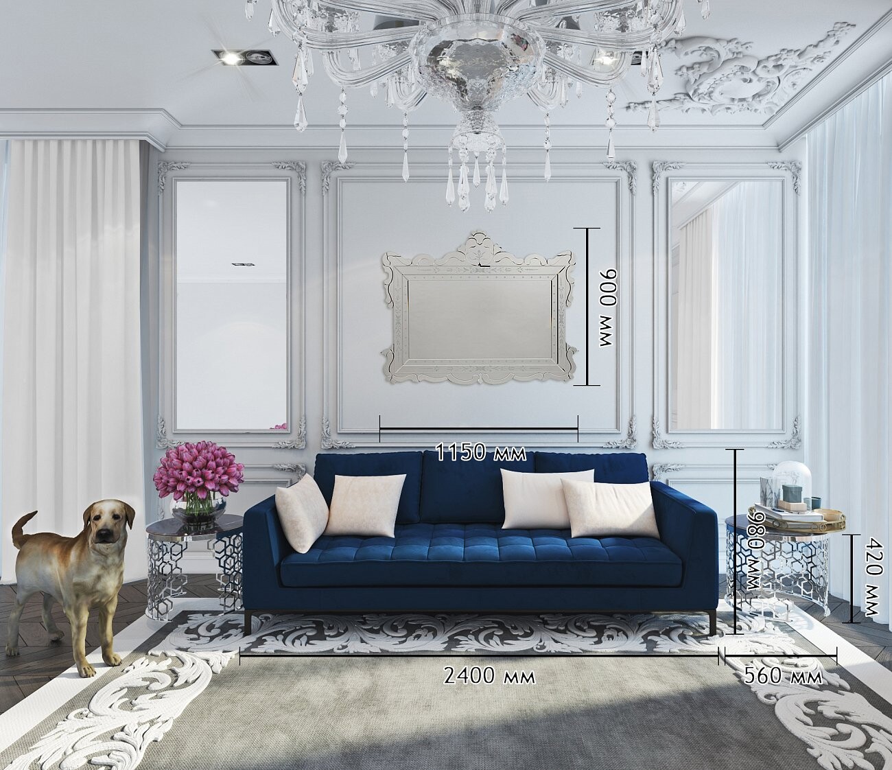 Зеркало настенное венецианское в зеркальной раме Pandora - изображение 4