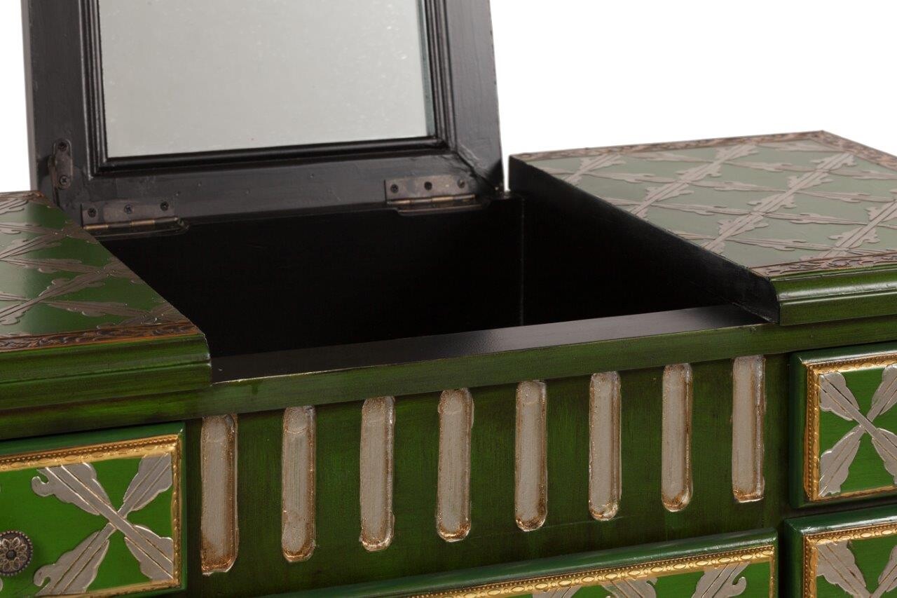 Туалетный столик с зеркалом и ящиками, резной зеленый с золотом La Rochelle - изображение 3