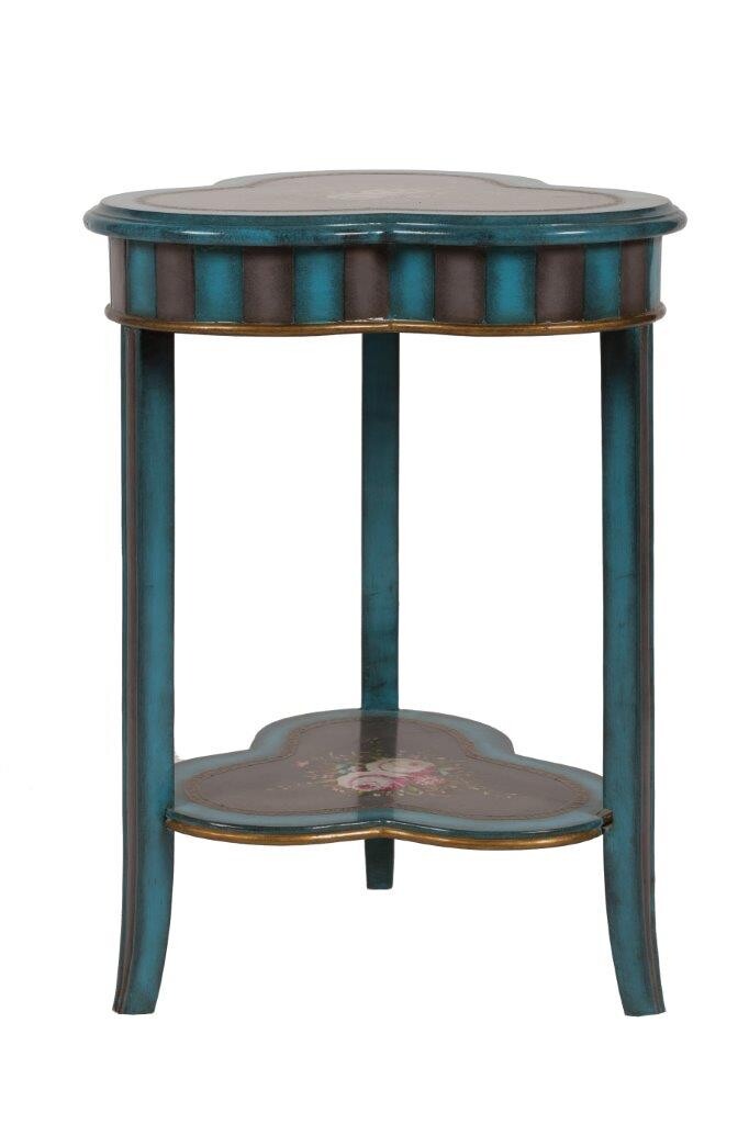 Подставка под цветы напольная деревянная в виде трилистника лазурная Normandie - изображение 2