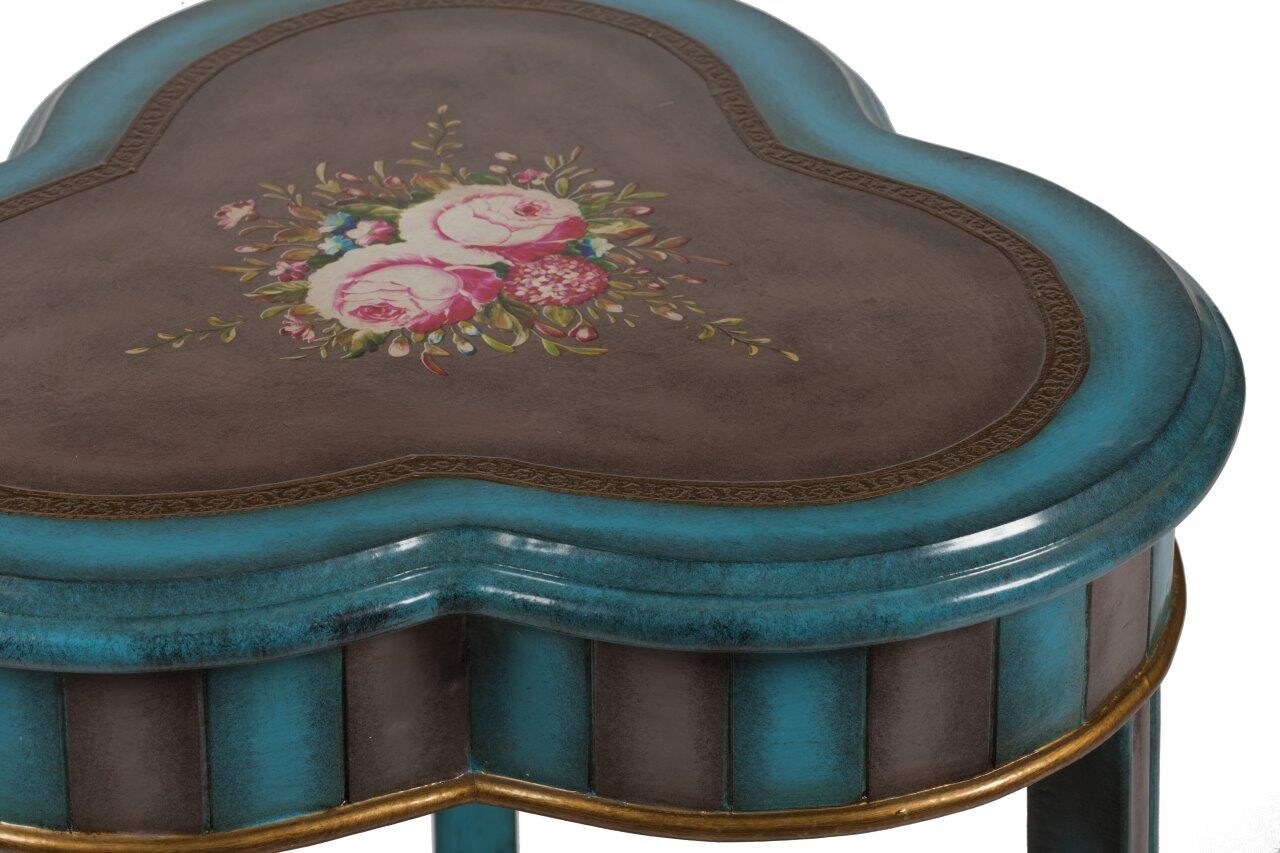 Подставка под цветы напольная деревянная в виде трилистника лазурная Normandie - изображение 3