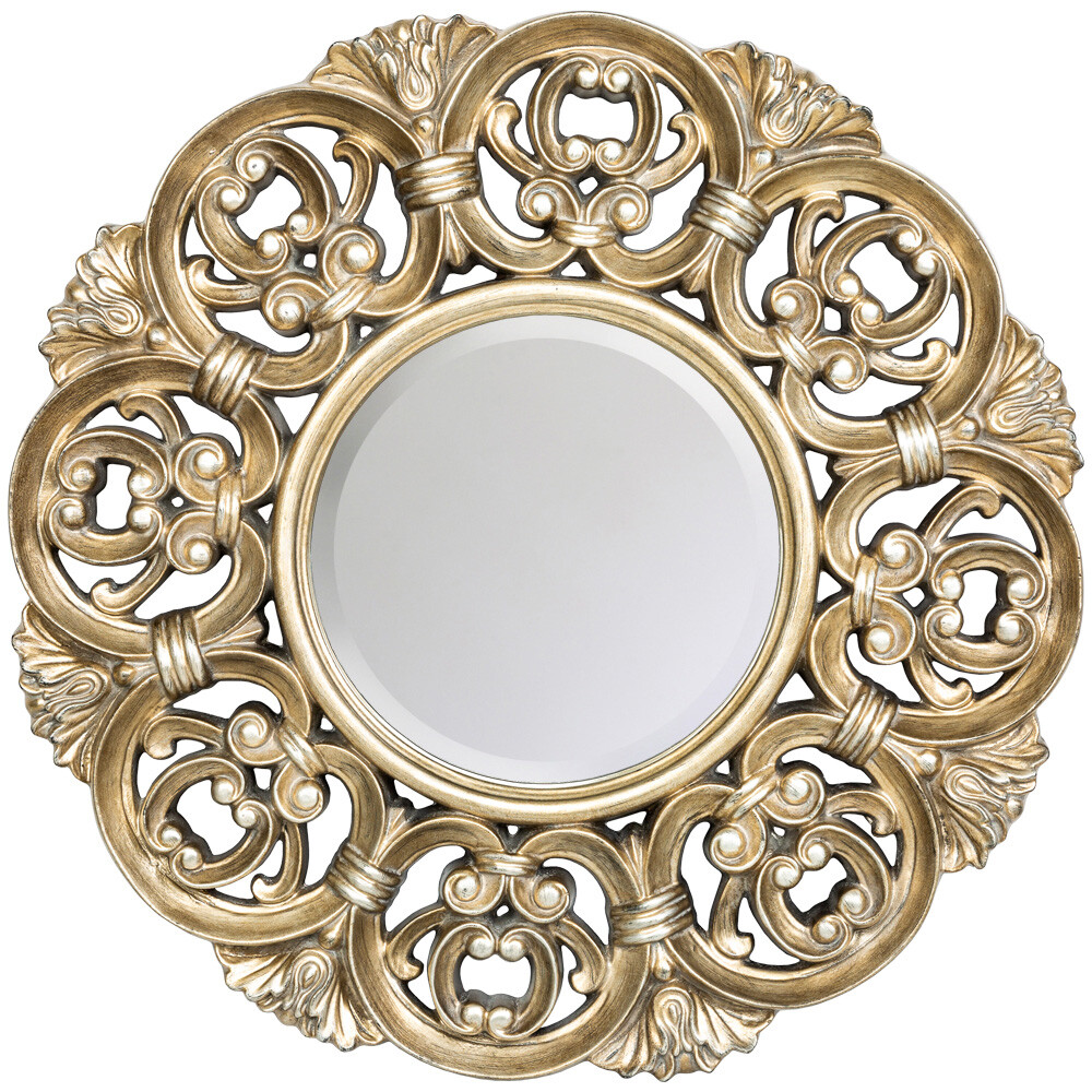 Зеркало золотое круглое в резной раме "Аладдин"
