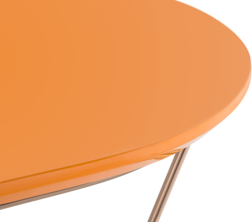 Журнальный столик овальный оранжевый с ножками золото 180 см Jocet