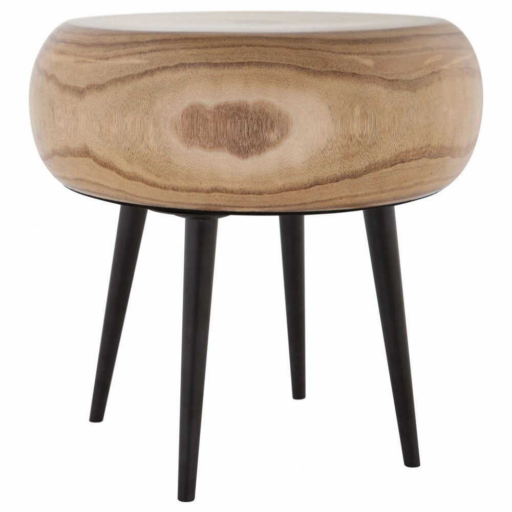 Приставной столик круглый деревянный с черными ножками 40 см Disc top HF12035