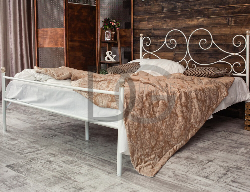 Кровать полутораспальная кованая с одной спинкой 140х200 см белая "Верона"