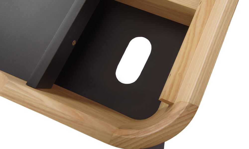 Письменный стол с ящиком и надстройкой деревянный с черными ножками Lulerain