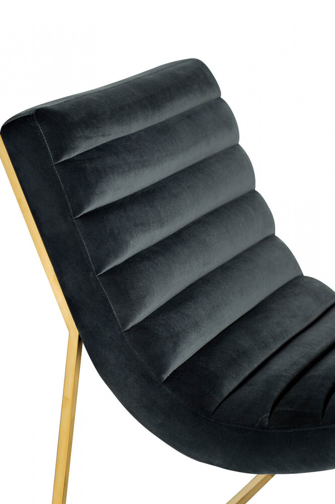 Кресло мягкое с золотыми металлическими ножками темно-серое Garda Decor