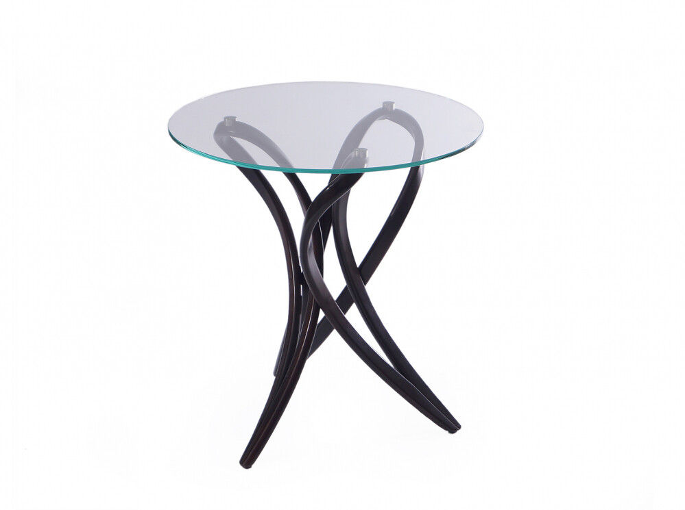 Кофейный столик стеклянный круглый с основанием береза венге 70 см Apriori V