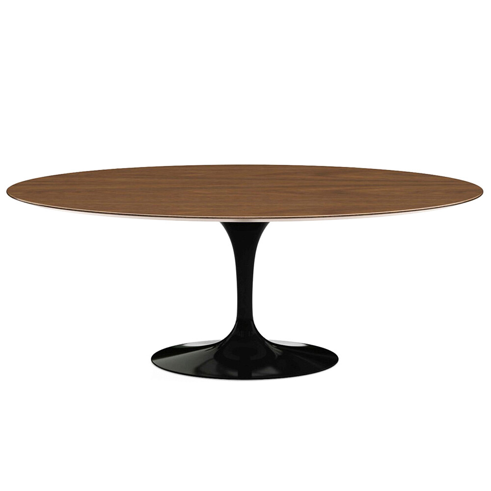Обеденный стол овальный орех с черной гляцевой ножкой 180х100 см Apriori T