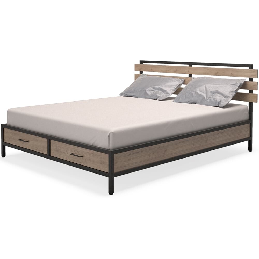 Кровать двуспальная 160х200 см темно-коричневая Neo Loft