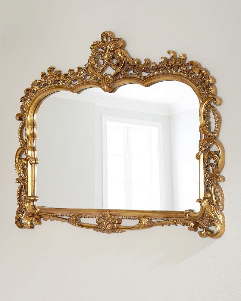 Зеркало прямоугольное в золотой раме в стиле барокко "Жаклин"