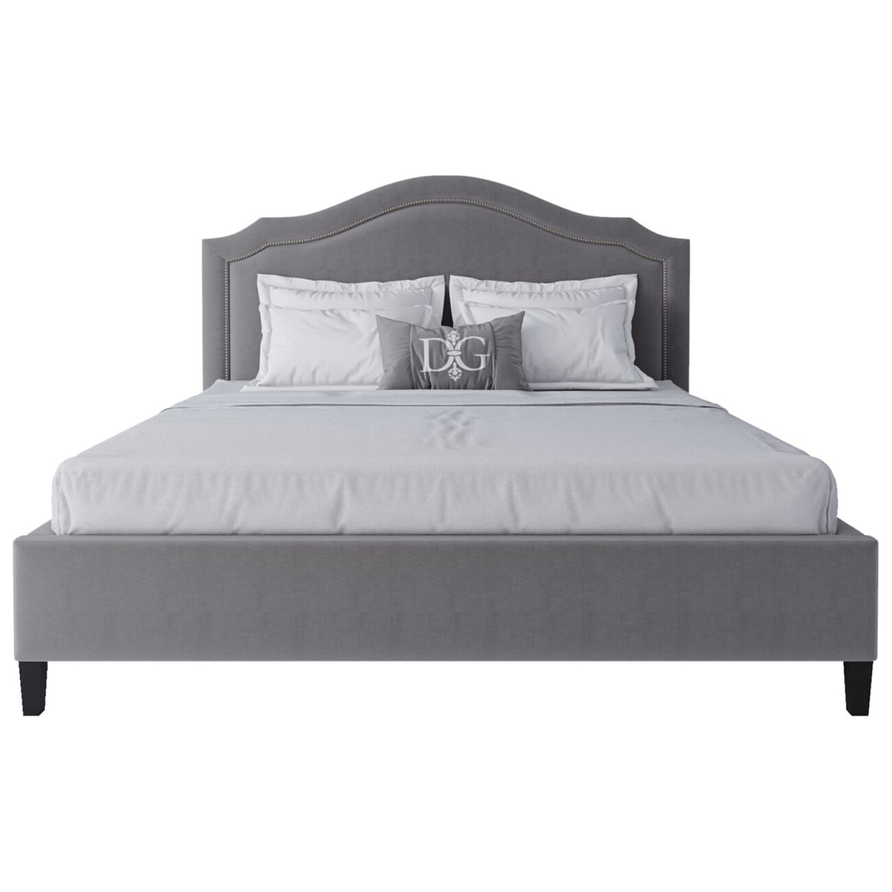 Кровать двуспальная 160х200 серая Cassis Upholstered - изображение 2