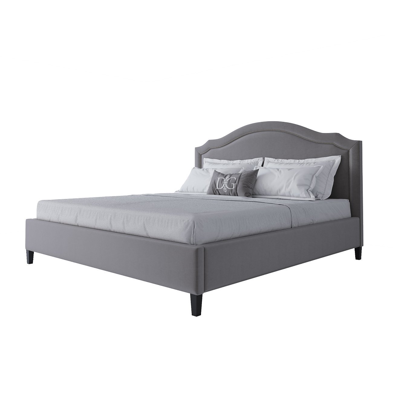 Кровать Cassis Upholstered двуспальная 180х200 серая - изображение 3